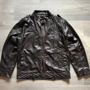 Vintage Y2K Point Zero Brown Cafe Racer Moto Jacket XL